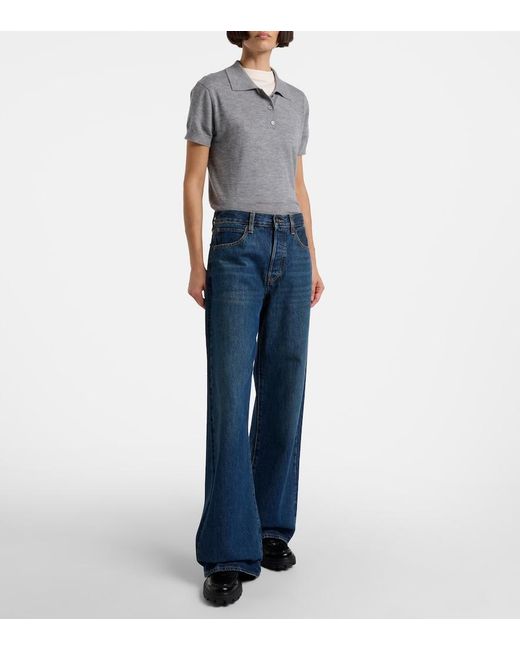 FRAME Blue Loose Low-Rise Wide-Leg Jeans