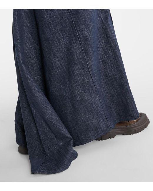 Falda larga de mezcla de algodon Brunello Cucinelli de color Blue