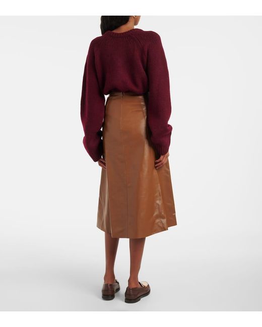 FFORME Brown Selina Leather Midi Skirt