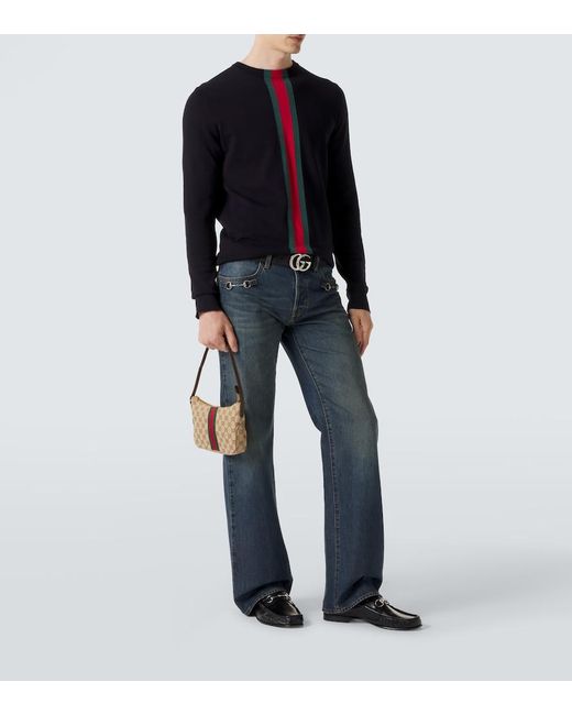 Gucci Black Lugano Horsebit Leather Loafers for men