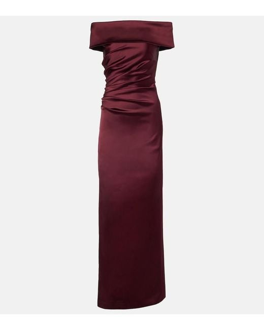 Max Mara Purple Opaco Off-Shoulder Maxi Dress