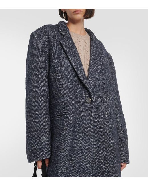 Christopher Esber Blue Herringbone Coat
