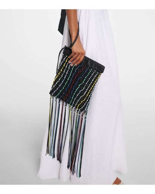 Gabriela Hearst Black Clutch Naila Aus Leder Mit Fransen