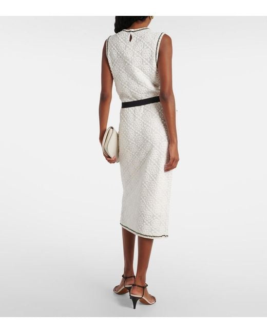 Tory Burch White Belted Cotton Midi Dress