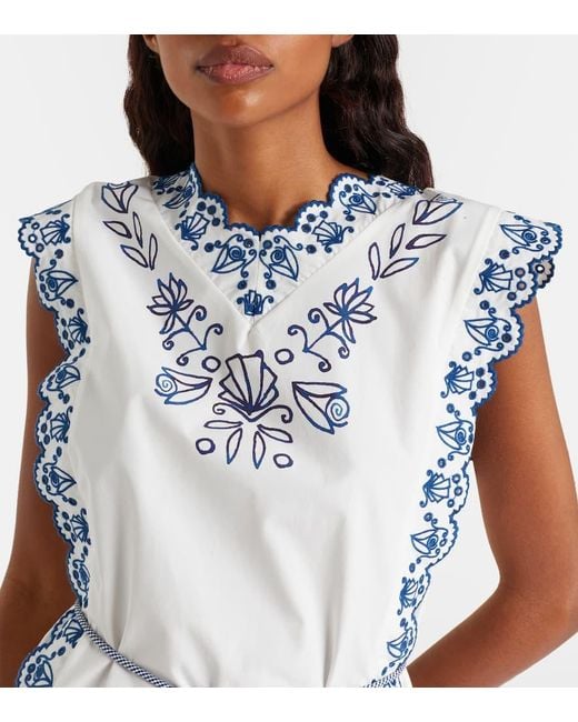 ALÉMAIS Blue Besticktes Minikleid Leela Aus Baumwolle