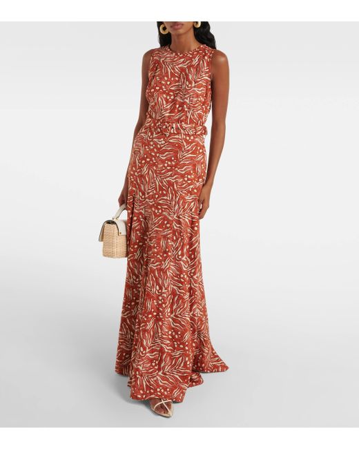 Diane von Furstenberg Red Elliot Jacquard Maxi Dress