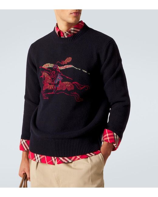 Burberry Blue Ekd Wool And Cashmere Sweater for men