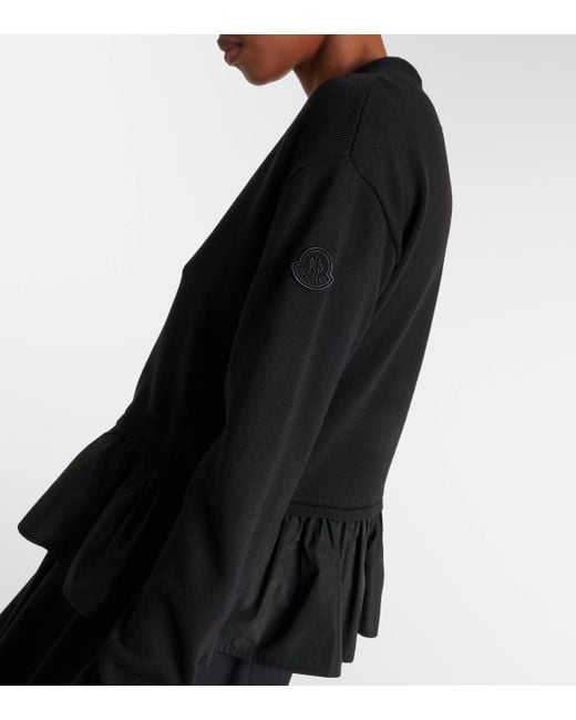 Cardigan en coton melange Moncler en coloris Black