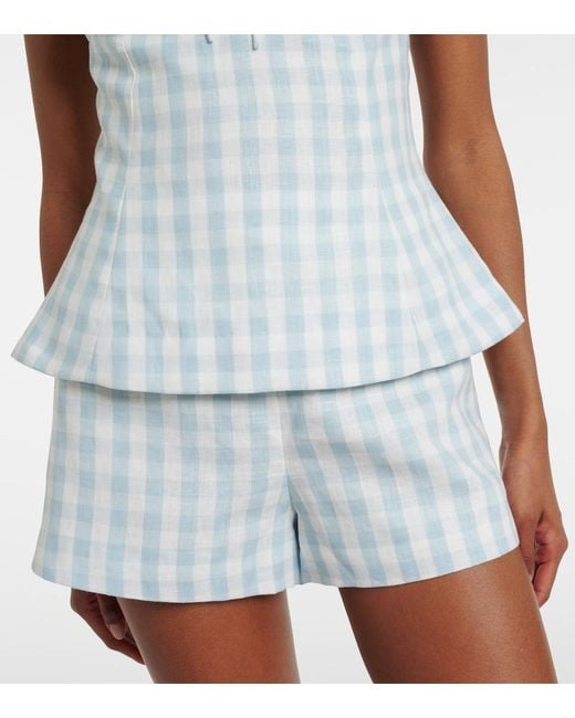 Faithfull The Brand Blue Martuba Gingham Linen Top