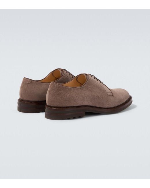Brunello Cucinelli Brown Suede Derby Shoes for men