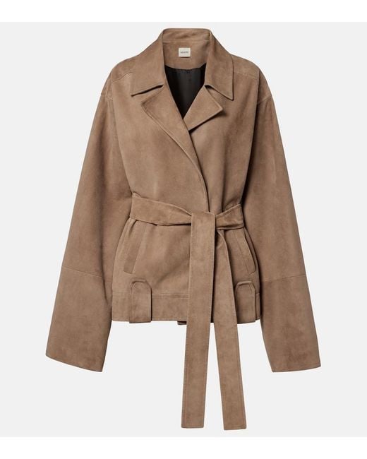 Khaite Brown Alder Belted Suede Jacket