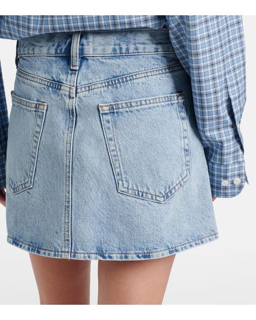Minifalda De Denim Plisada FRAME de color Blue