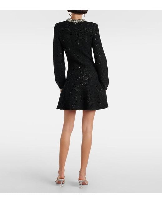 Self-Portrait Black Minikleid Mit Kristallen Und Pailletten