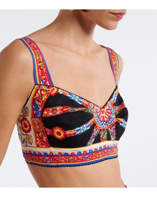 Dolce & Gabbana Pink Carretto Silk-Blend Crop Top