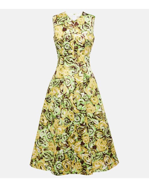 Emilia Wickstead Yellow Madi Floral Twill Midi Dress