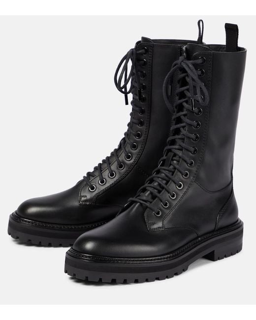Jimmy Choo Black Cora Leather Combat Boots