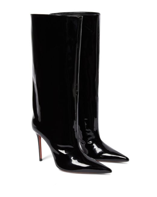 AMINA MUADDI Fiona Patent Leather Knee-high Boots in Black - Lyst