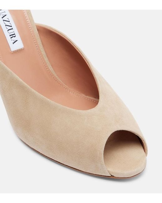 Aquazzura Brown Secret 85 Suede Mules
