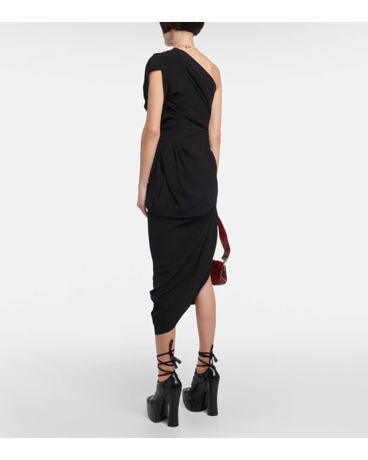Vivienne Westwood Black Andalouse Asymmetric-neck Woven Midi Dress