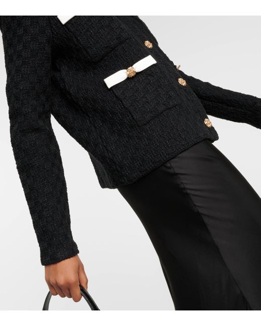 Cardigan en coton et laine melanges Self-Portrait en coloris Black