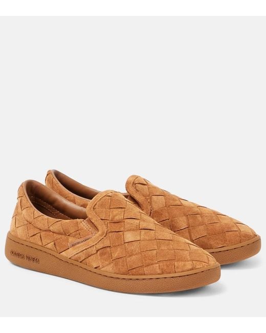 Bottega Veneta Women's Brown Sawyer Suede Slip-On Sneakers