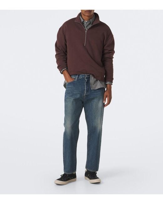 A.PRESSE Blue Faded Wide-Leg Jeans for men