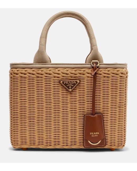 Prada Brown Tote Bag Medium Mit Canvas