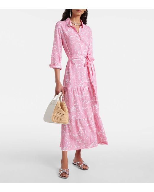 Heidi Klein Pink Ischia Paisley Shirt Dress