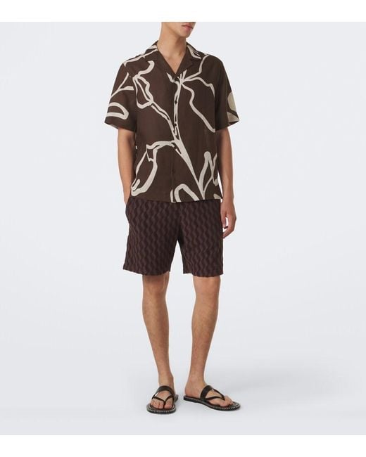 Frescobol Carioca Brown Terry-Trimmed Cotton-Blend Shorts for men