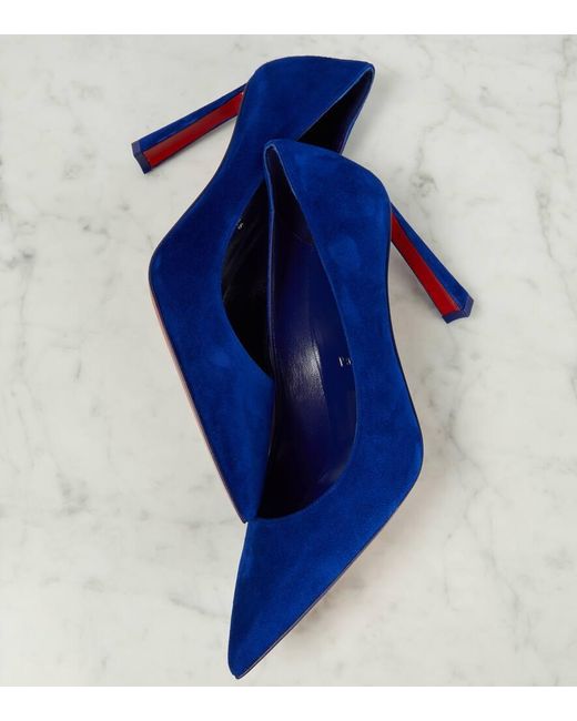 Christian Louboutin Blue Condora 85 Suede Pumps