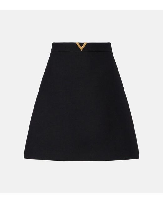 Valentino Black Crepe Couture Vgold Miniskirt