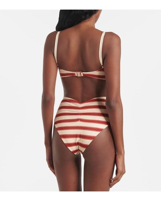 Johanna Ortiz Red Striped Bikini Top