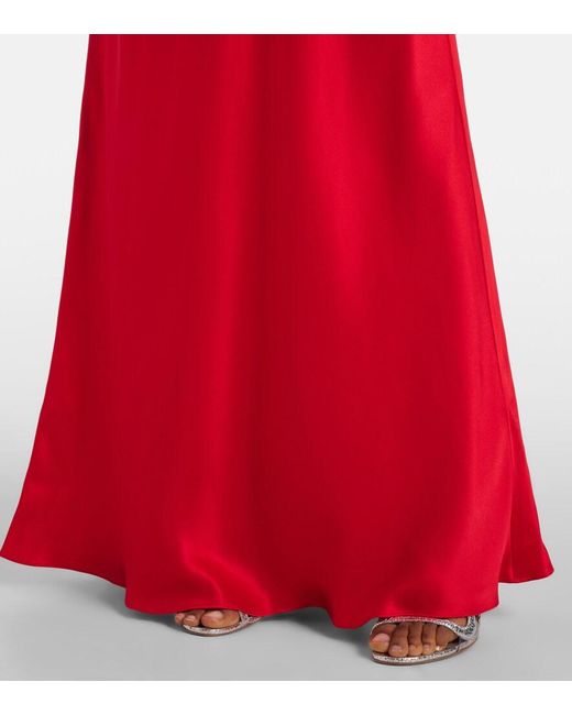 Rodarte Red Lace-Trimmed Silk-Blend Satin Gown