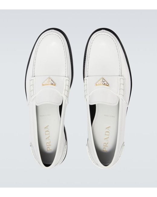 Prada White Leather Loafers for men