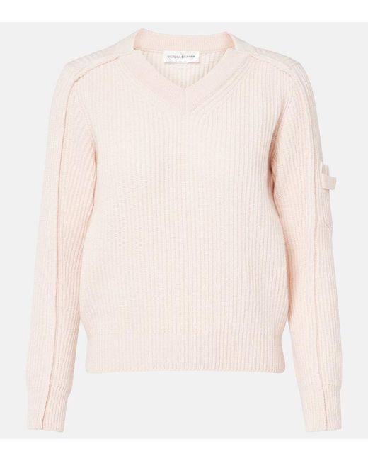 Victoria Beckham Natural Wool And Cashmere Sweater