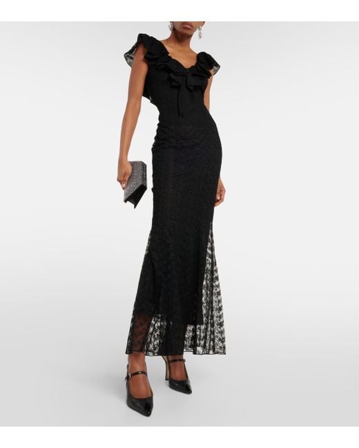 Alessandra Rich Black Bow-detail Lace Gown