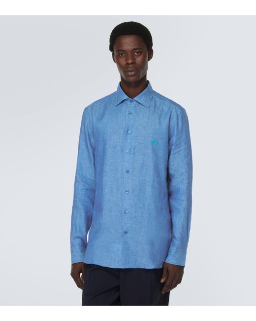 Etro Blue Linen Shirt for men
