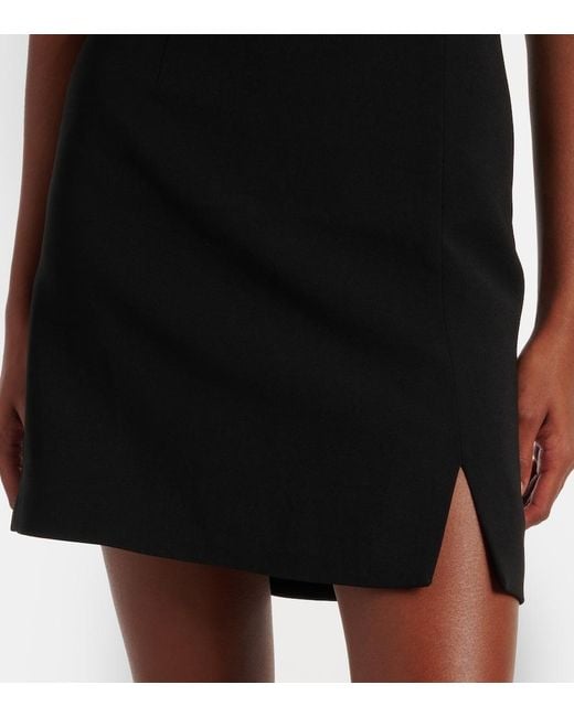 Self-Portrait Black Bow-Detail Off-Shoulder Crepe Minidress