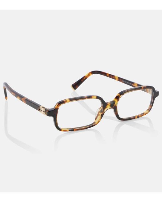 Miu Miu Brown Rectangular Glasses