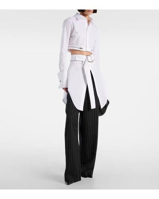 Jean Paul Gaultier White Belted Cotton-Blend Shirt Dress