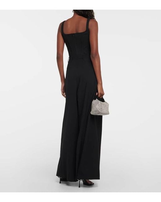 GIUSEPPE DI MORABITO Black Wool-Blend Wide-Leg Pants