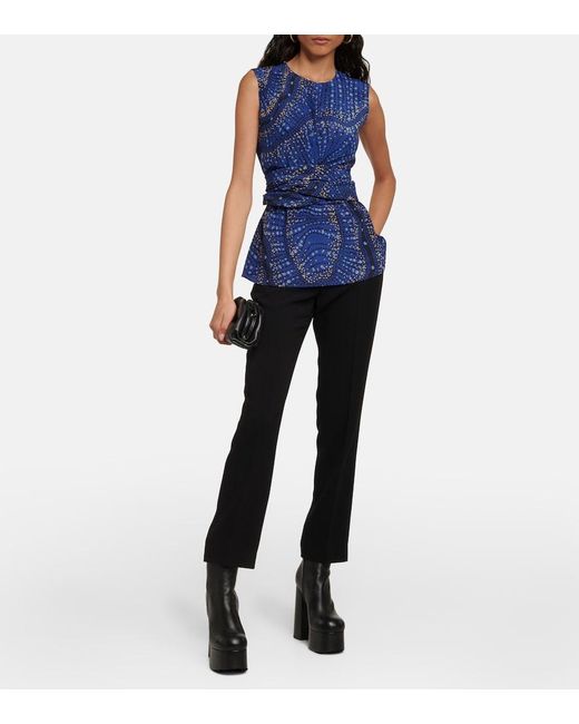 Altuzarra Blue Toppi Printed Silk Wrap-effect Top