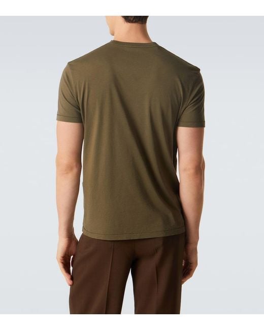 Tom Ford Green Cotton And Silk T-Shirt for men