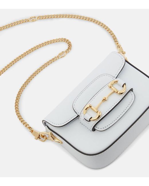 Gucci White Schultertasche Horsebit 1955 Micro Aus Leder