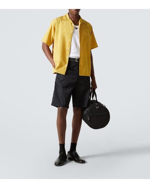 Prada Yellow Cotton Poplin Bowling Shirt for men