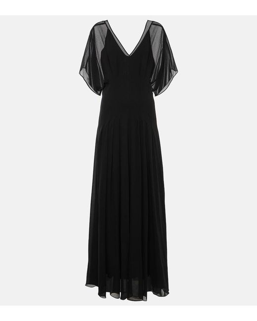 Max Mara Black Murge Draped Silk Gown