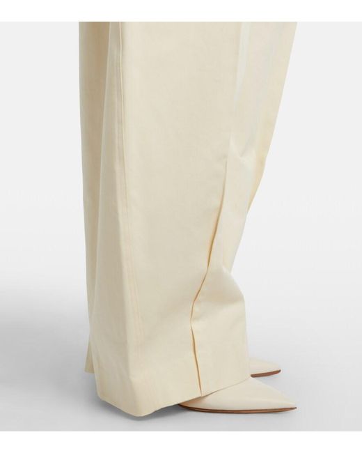 Sportmax Natural Idoneo Cotton Gabardine Wide-Leg Pants