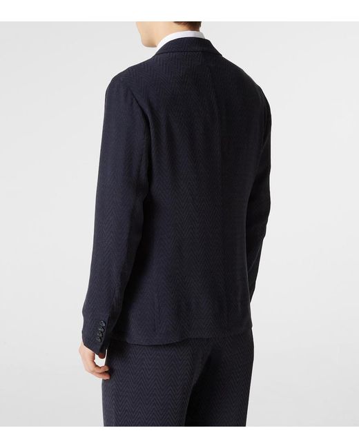 Giorgio Armani Blue Chevron Jacquard Blazer for men