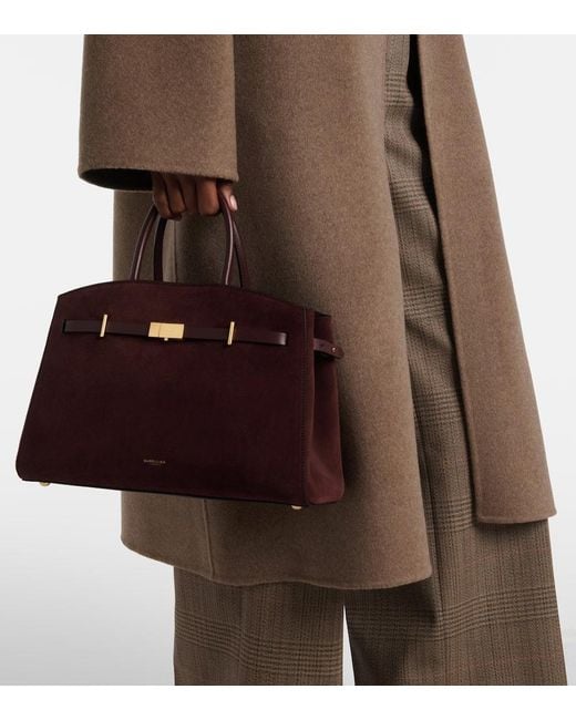 DeMellier London Red Tote Bag Huson Midi Aus Veloursleder