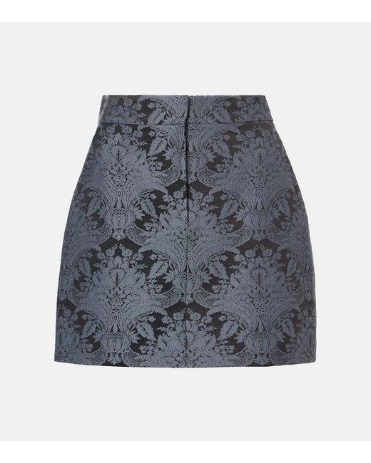 Max Mara Blue Pomezia Wool-Blend Jacquard Miniskirt
